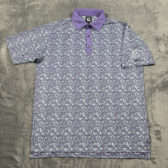 FootJoy Other - FootJoy Polo Shirt Mens Large Primrose Print Lisle Purple Floral Loud Golf